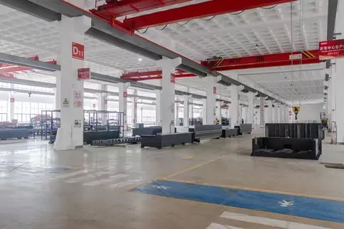Panoramic View of Osm Intelligent Laser Cutting Machine Fully Automated Production Line - Industry 4.0 Metal Sheet Processing Solution - Multi-machine Collaborative Precision Manufacturing System - Smart Manufacturing Demonstration Factory