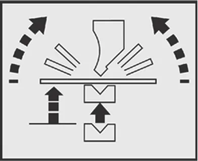 2D illustration of OSM slow bending function, showing how reducing bending speed achieves higher precision and more stable bending results, ideal for complex workpiece processing.