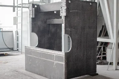 Close-up of OSM press brake body, showcasing sturdy construction and excellent manufacturing craftsmanship.