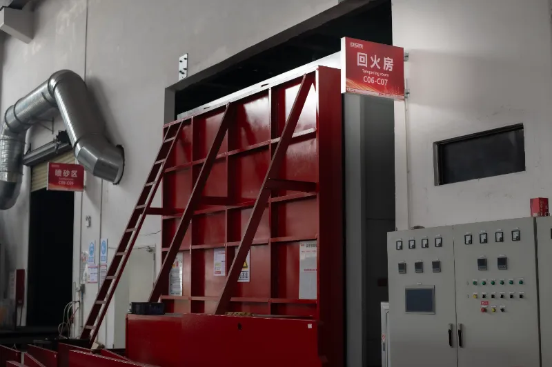 Tempering process in OSM press brake manufacturing, enhancing structural stability and durability.