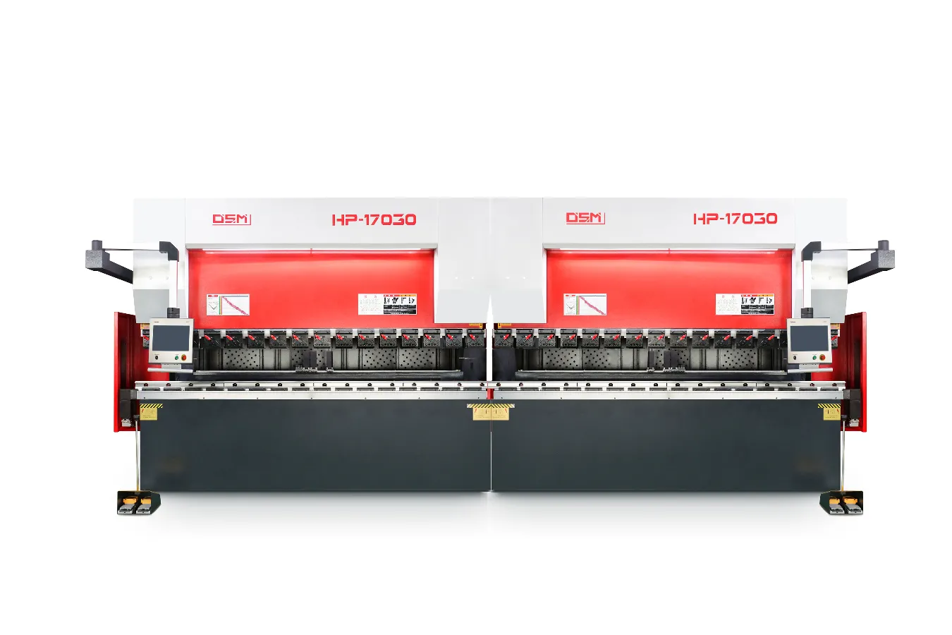 OSM HP-17030 dual linkage system hydraulic CNC press brake, ideal for high-precision bending of extra-long metal sheets.