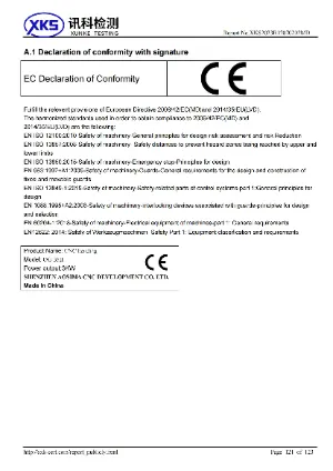 OSM press brake inspection report image showing quality certification and technical testing data, ensuring product performance and safety standards.