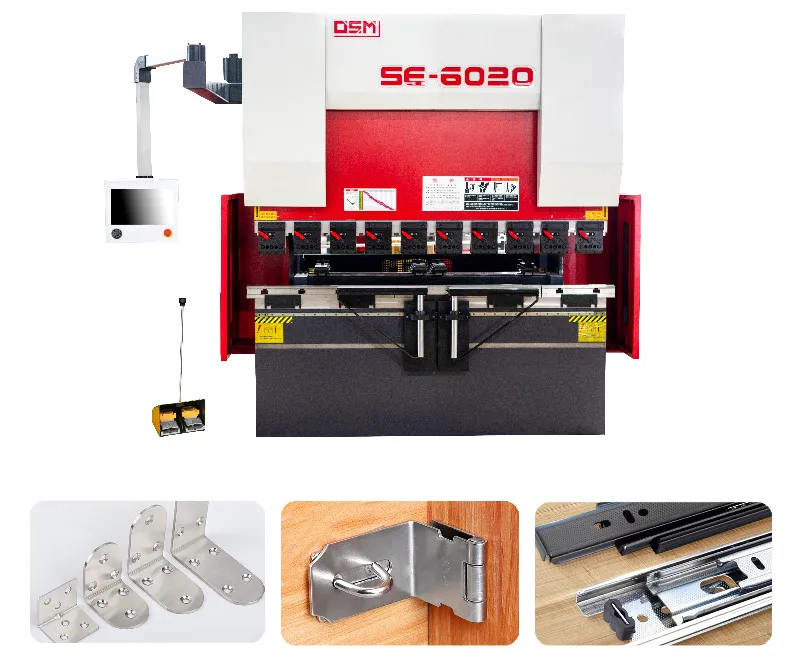 OSM SE Series all-electric servo press brake for file cabinet accessories, delivering high precision, energy efficiency, and automation in intelligent sheet metal bending.