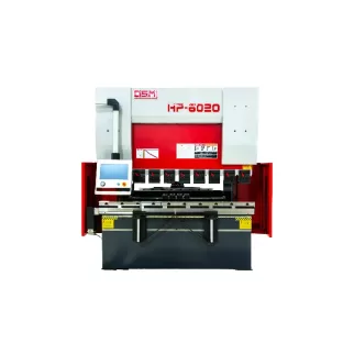 Product image of OSM HP‑6020 hydraulic CNC press brake, showcasing its efficient and precise bending capability along with robust construction, highlighting its suitability for high-volume sheet metal processing.