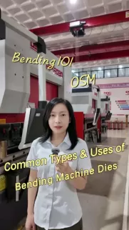 Press Brake Tooling Types & Uses — Explained in 30 Seconds! Explore common types and uses of bending machine dies in this manufacturing guide. Learn about OSM and 101 tools for metal fabrication and press brake operations.