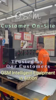 OSM customer on-site demonstration of our advanced CNC bending machines. This image highlights our intelligent manufacturing equipment in action, showcasing precision and reliability trusted by our clients for industrial fabrication.